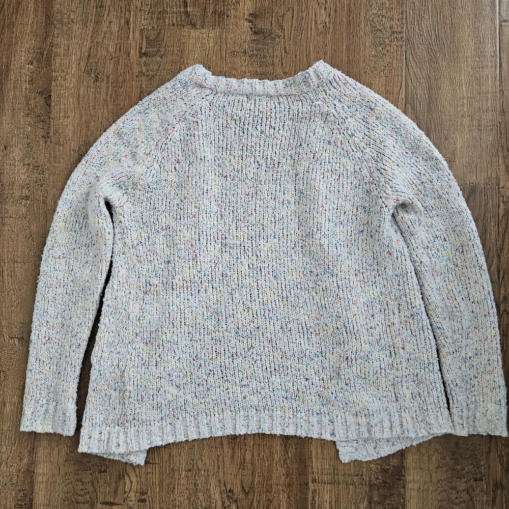 🖤3/$15 Cream Speckled Open Cardigan with Multicolor Flecks, Size Small - Picture 9 of 10